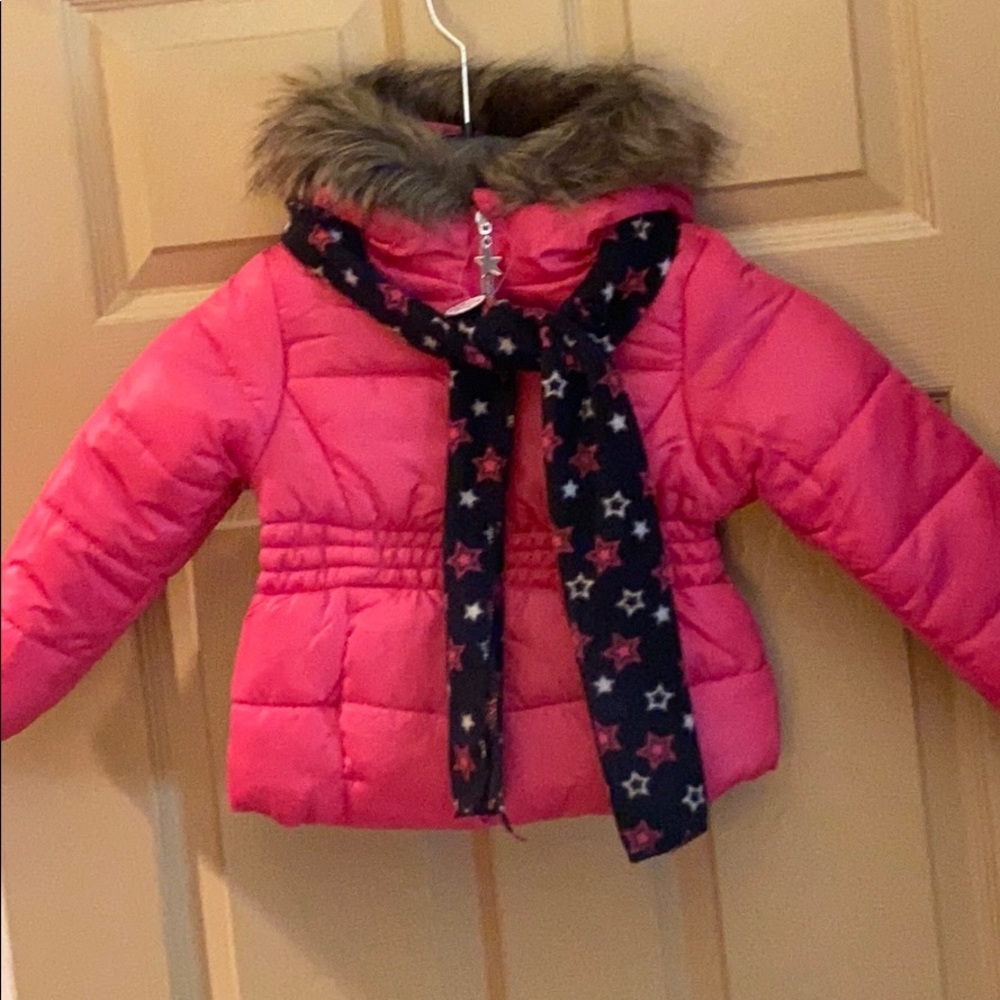 LAST CHANCE NWT girls pink coat w scarf - Picture 1 of 5